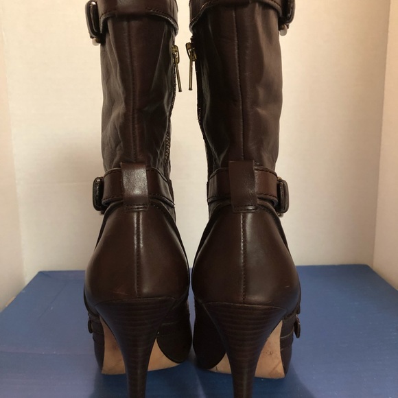 Coach “Marsha” Brown Leather boots w/Gold buckles - Picture 4 of 7